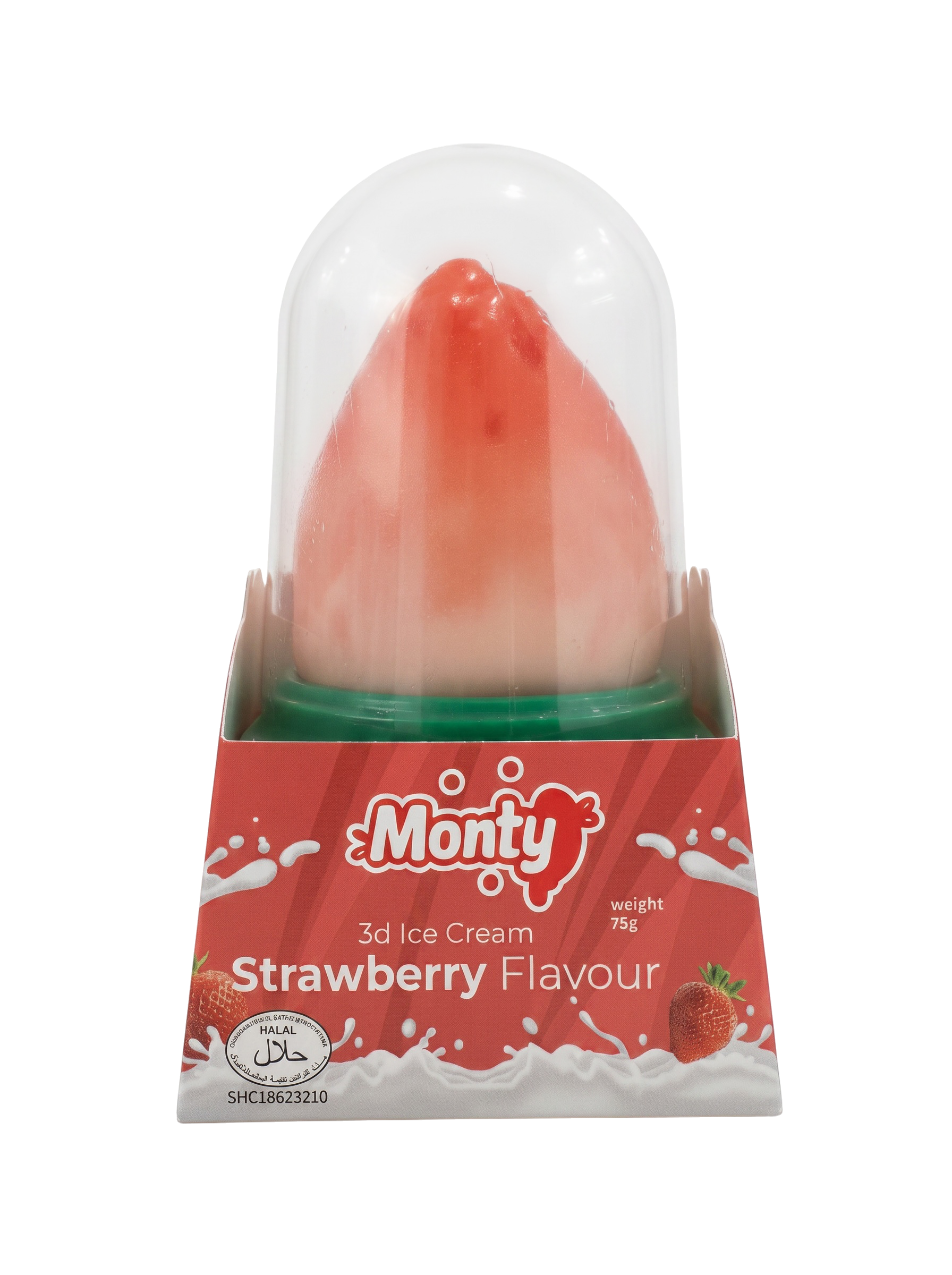 Monty 3D ice cream sculpted as a strawberry